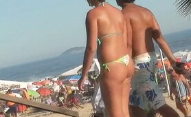 Girl was walking with her boyfriend and I was spying her adorable bikini ass and tits