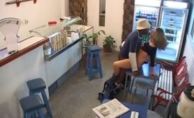 Interracial fuck in the cafe!